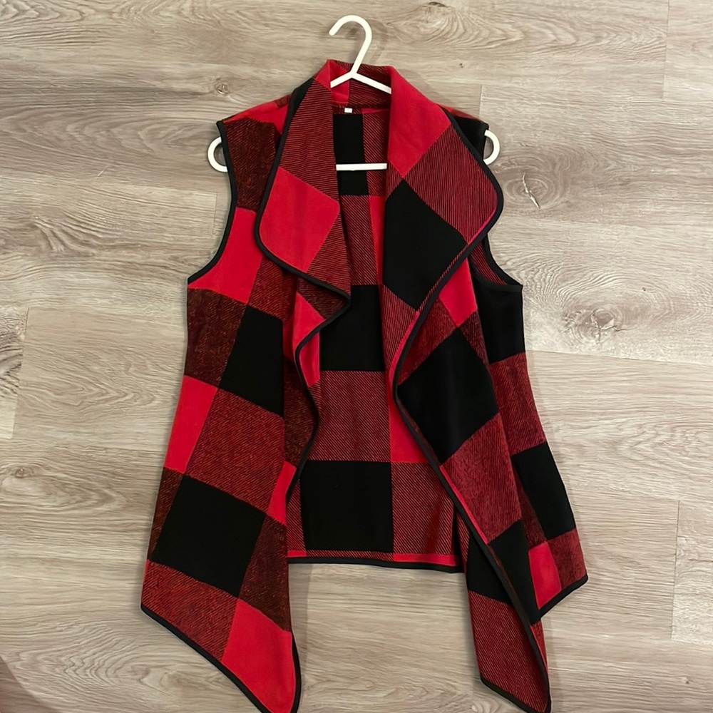 Red and Black Plaid Vest